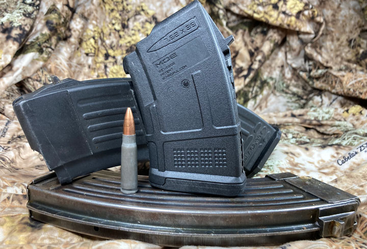 A range of 7.62 magazine, from traditional bananas to modern polymer