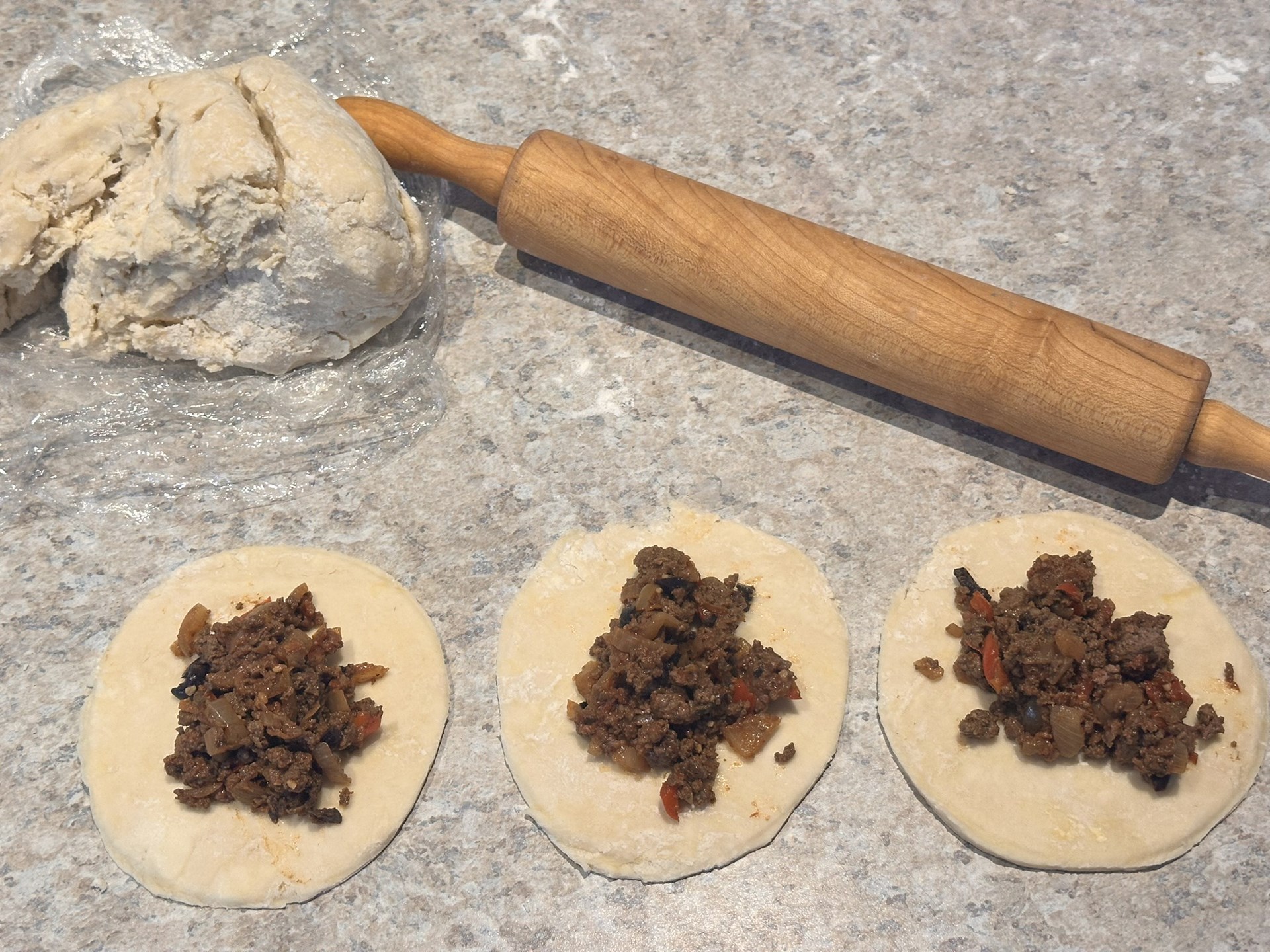 Filling on empanadas