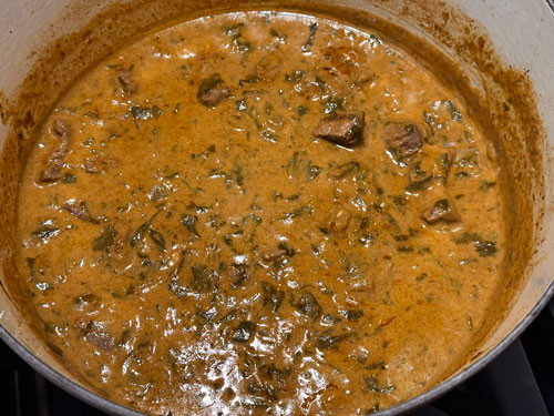 Pot simmering with bear meat