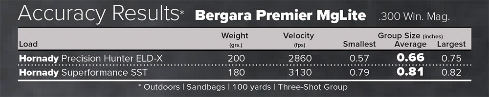 Bergara Premier MgLite Accuracy Results chart.