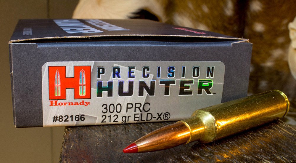 Hornady 300 PRC Precision Hunter 212 grain ELD-X ammunition.