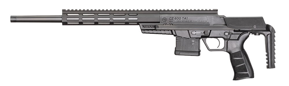 CZ 600 Trail rifle in collapsed stock position.