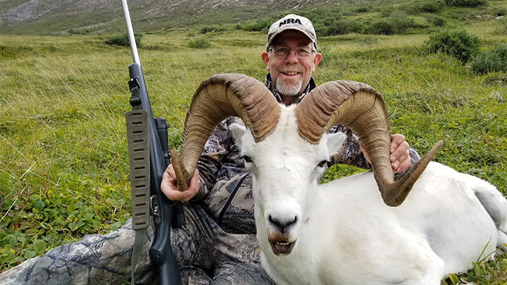 Hunter with Mature Dall Sheep in Alaska