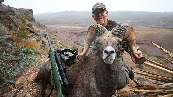 Hunter with Texas Desert Bighorn Sheep
