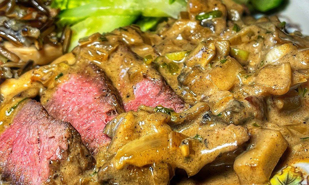 Venison Steak Diane Meal