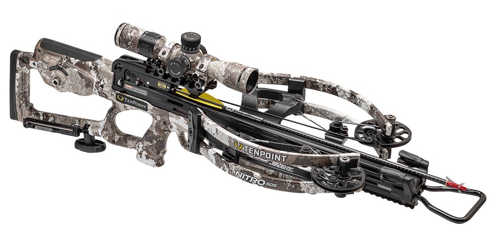 Angled view of TenPoint Nitro 505 crossbow.