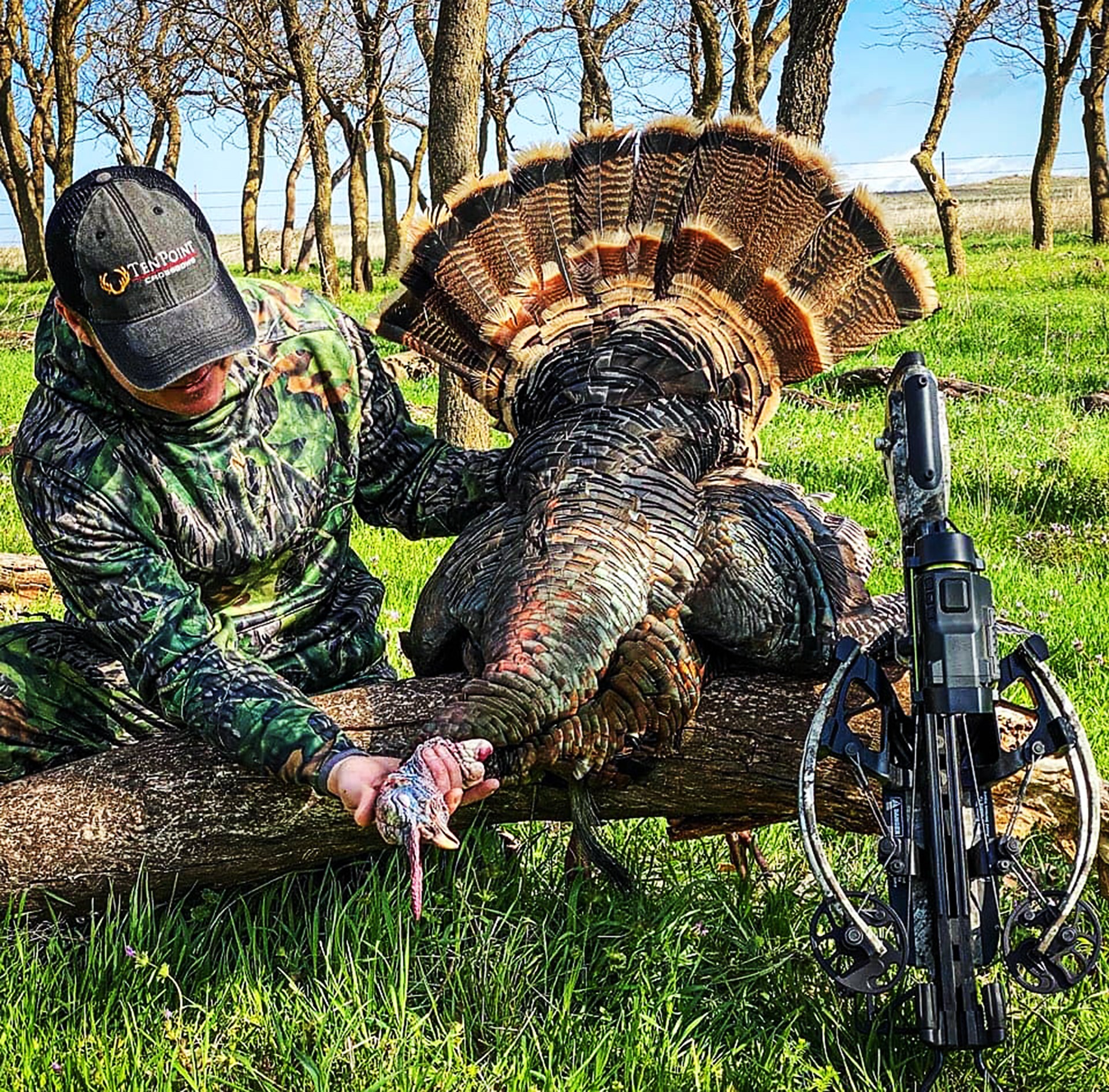 Hunter with crossbow turkey