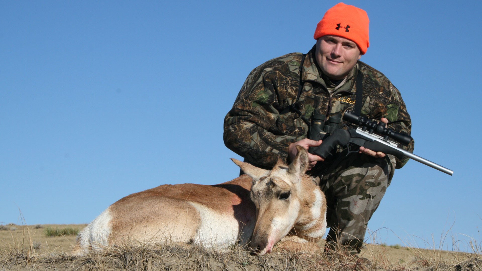 Aaron Carter posing with antelope