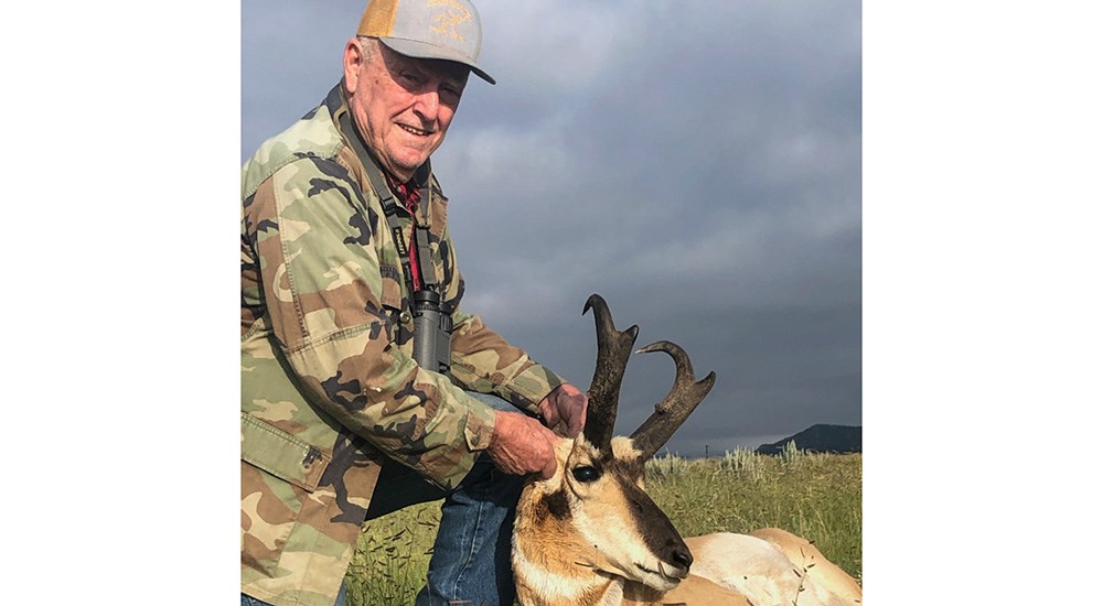 83 year old hunter with first pronghorn buck in New Mexico