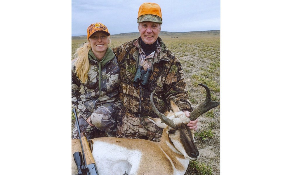 Hunter with pronghorn in Wyoming