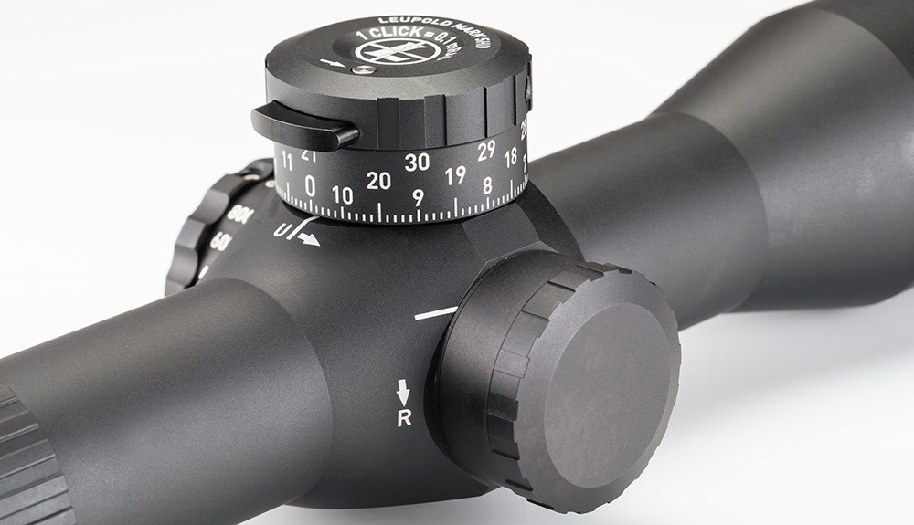 Leupold Mark 5HD 3.6-18x44 elevation and wind adjustments.