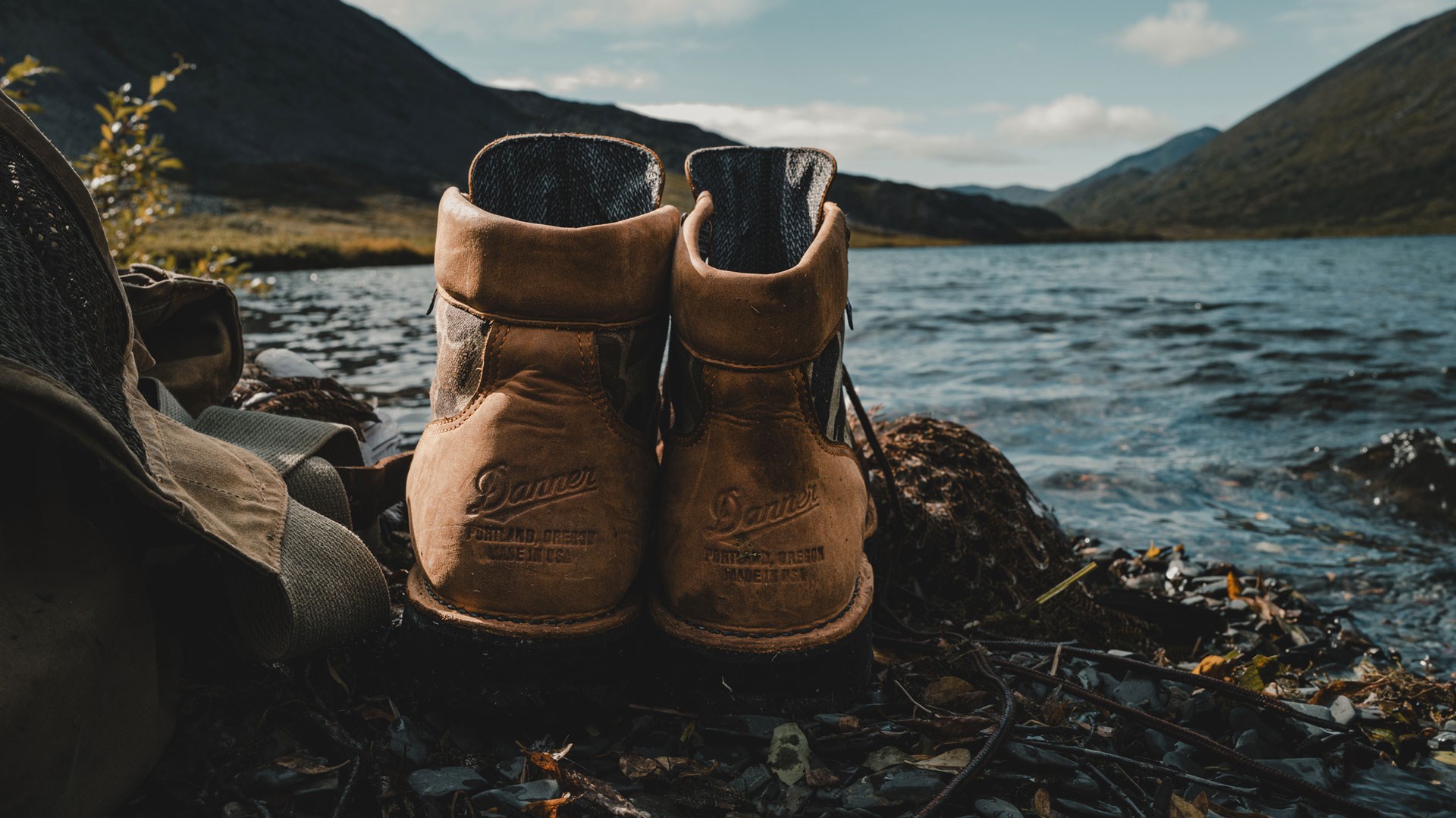 Ball and Buck x Danner Light with patina by lake