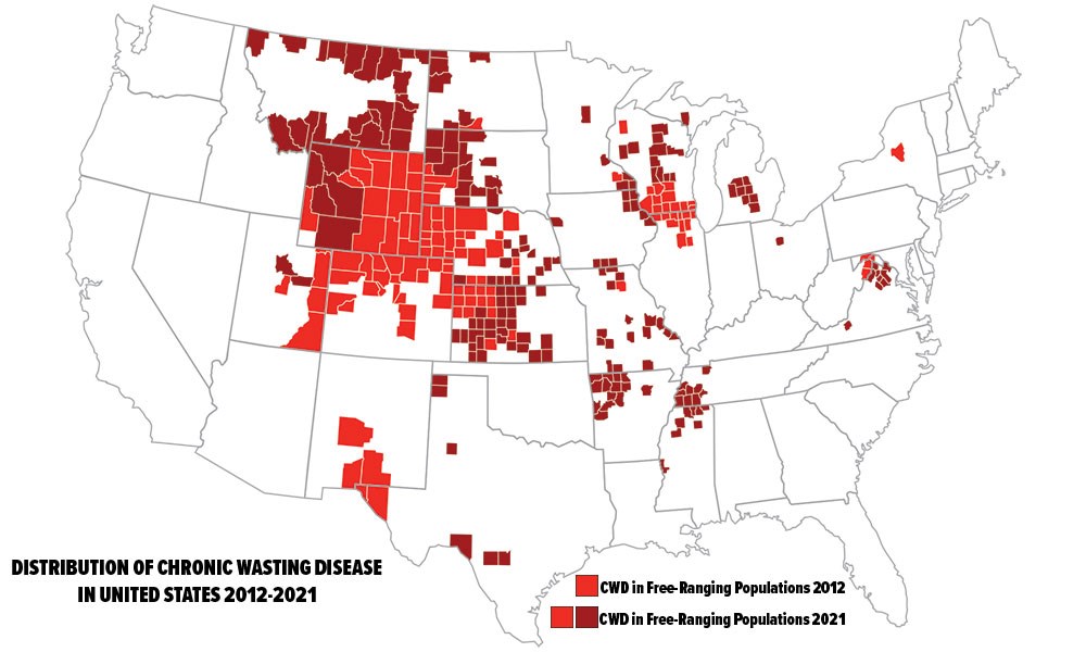 CWD Map in United States 2012-2021