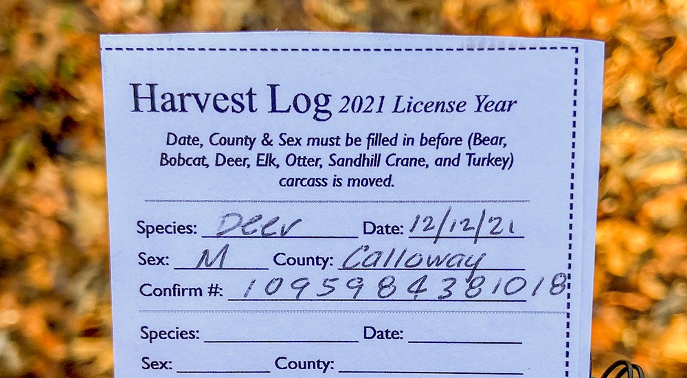 Kentucky Hunter Harvest Log 2021 for Whitetail Deer