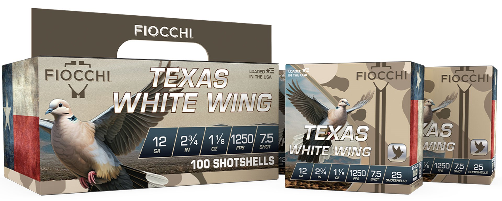 Fiocchi Texas White Wing Carton on white