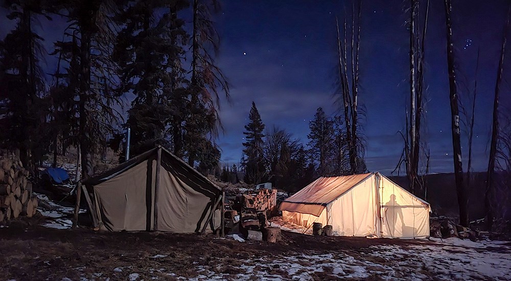 Wall tent camp in Idaho wilderness