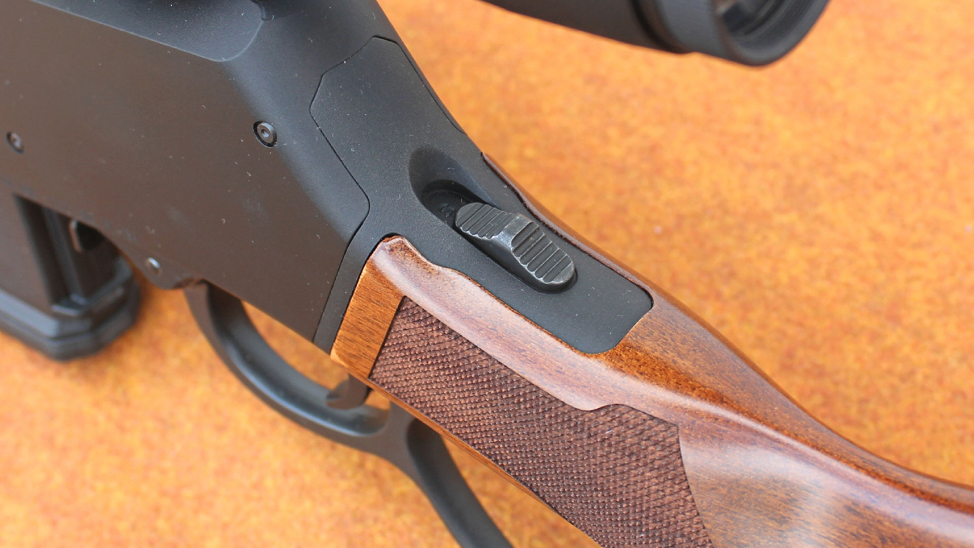 This model sports the same tang mounted safety slider as Henry’s semi-automatic Homesteader.